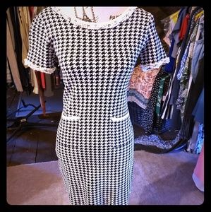 Esley Houndstooth Knitted Dress